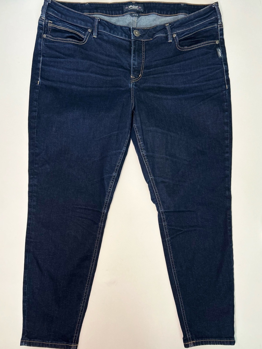 Silver Jeans Co Aiko Mid Rise Dark Wash Ankle Skinny Jeans Plus Size 22 W40 L27 - Picture 3 of 8